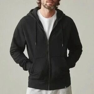 American Giant Mens Full Zip Hoodie Black Cotton Size L Made In USA